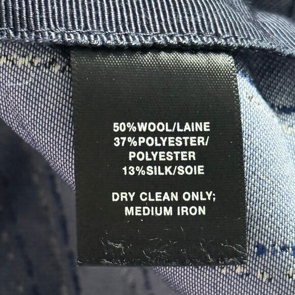 LAFAYETTE 148 navy blue light white striped wool silk blend clasp front blazer - Picture 9 of 10